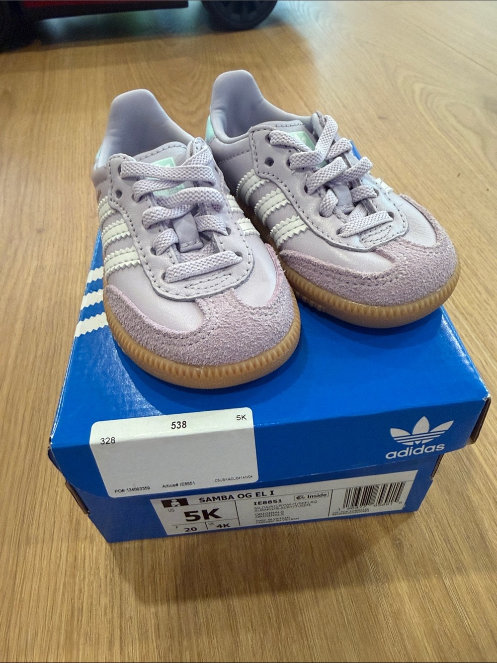 New adidas Kids Samba OG I Sneakers in Light Lavender with Gum Sole